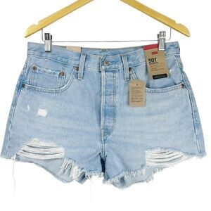 Levi's Light Blue Distressed Jean Shorts